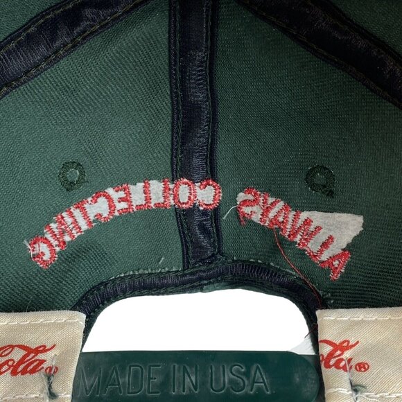 Vtg Coca Cola Monsters of the Gridiron Snapback USA Denim Green Hat Cap w Pin - Picture 11 of 14